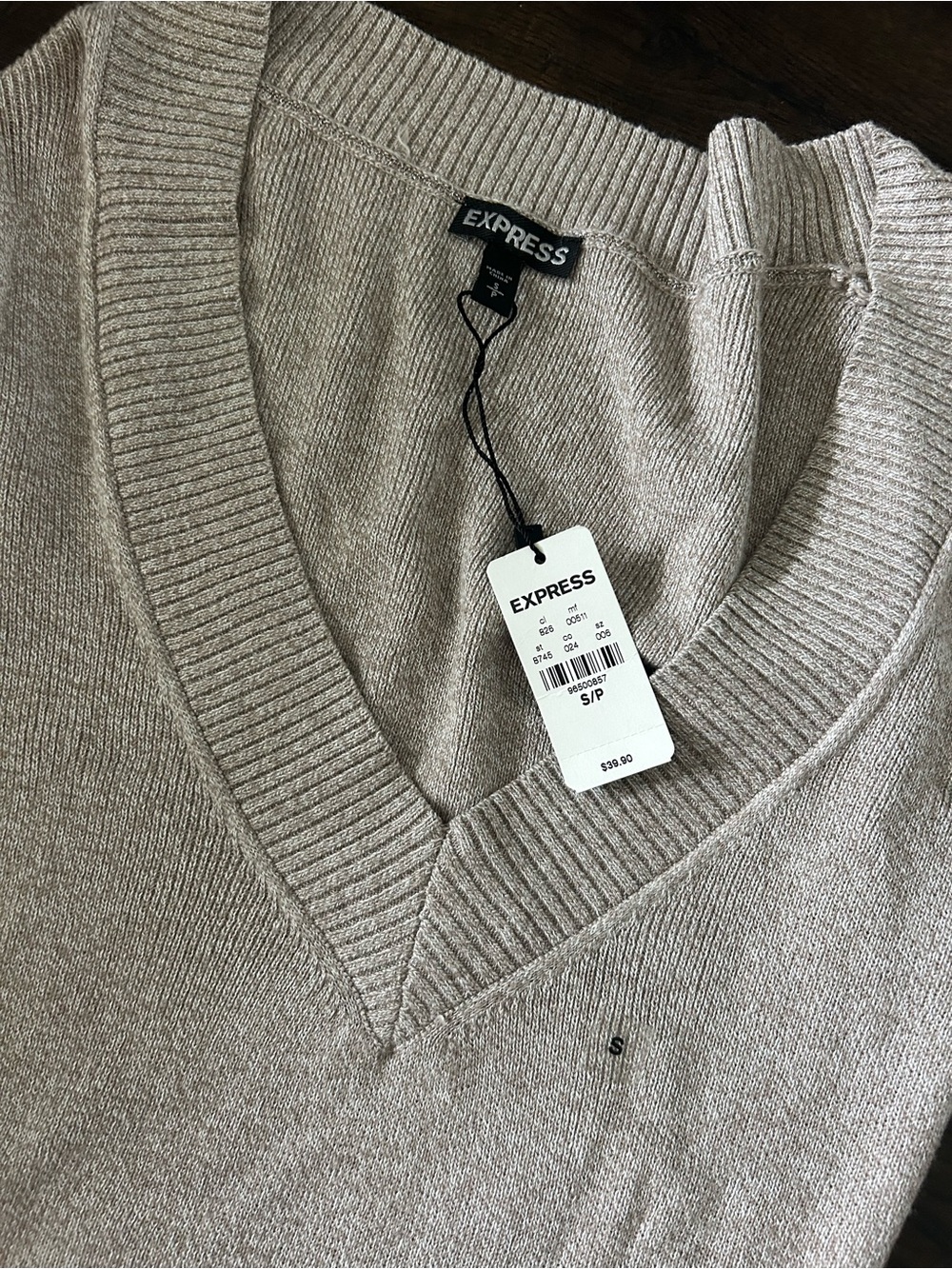 Express V-Neck Sweater in Oatmeal Beige NWT